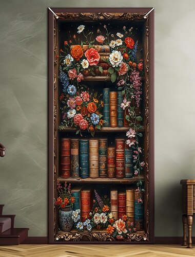  Decoraciones de Puerta de Estante Floral Fundas de Puerta Tapestry de Puerta Cortina de Puerta Decoración Telón de Fondo Banner de Puerta Interior/Exterior para Puerta Principal Granja