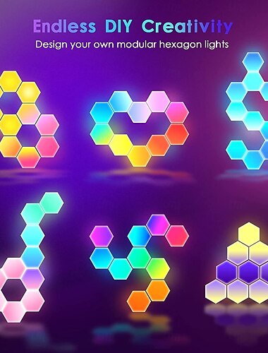  led εξάγωνα φώτα έξυπνος έλεγχος εφαρμογής 3/6/8/10/13 πακέτο πάνελ φωτιστικών τοίχου diy αρθρωτό συγκρότημα γεωμετρίας για ρύθμιση gaming διακόσμηση σαλονιού κρεβατοκάμαρας