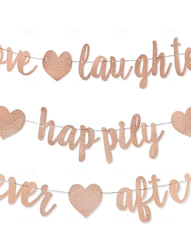  Junggesellinnenabschied Dekorationen Liebe und Lachen mattes Wimpelbanner, Roségold und Gold