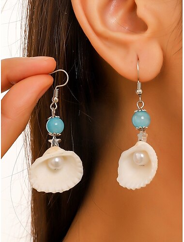  „Ohrhänger in Form eines Meerjungfrauenschwanzes – ozeaninspirierte Ohrhänger mit Perlenakzent, eleganter und leichter Schmuck für Frauen, perfekt für Strand-, Sommer- und Urlaubsoutfits“