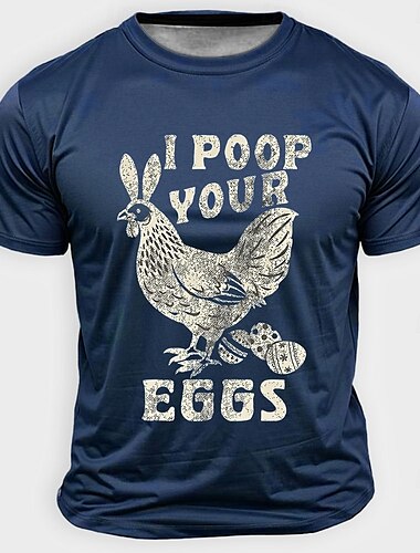  Ostern Herren Küken Lustig T Shirt Kurzarm T-Shirt 3D-Druck Rundhalsausschnitt Hemd Designer Lässig Party Ferien Hellblau Schwarz Weiß Sommer Frühling Bekleidung S M L XL XXL XXXL
