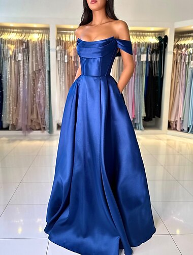  Φόρεμα A-Line Βραδινό Elegante Ένδυμα Βραδινό Πάρτι Γενεθλίων Μήκους Δαπέδου Χωρίς Μανίκια Μη Χωρίς Μπαλαντέρ Τσέπη Ιταλίας Σατέν Χωρίς Πλάτη με Πτυχώσεις Τσέπης
