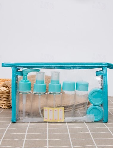  rejseflaskesæt i 11 dele, genopfyldelige toiletbeholdere til kosmetik, shampoo, lotion, ansigtsvask, squeeze tuber, presse- og sprayflasker