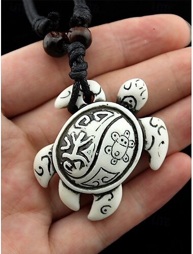  „Herrenhalskette mit Tribal-Anhänger mit Meeresschildkröte – handgefertigte Vintage-Lederseilkette, Schmuck im Boho-Surf-Stil für Strand, Urlaub und Freizeit“