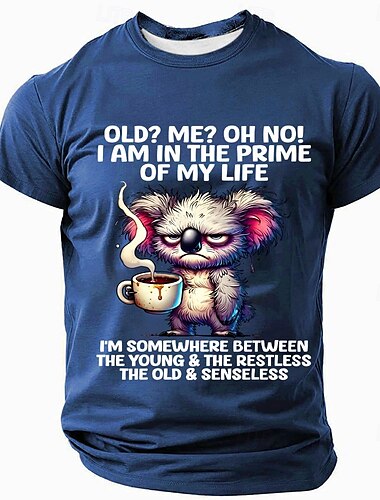  男性用 動物 おかしい Tシャツ 半袖 Tシャツ 3Dプリント クルーネック ラウンドネック シャツ ファッション 誇張された 日常 パーティー ストリート カジュアル ブラック ルビーレッド ブルー 夏 春 オールシーズン 衣類 S M L XL XXL XXXL