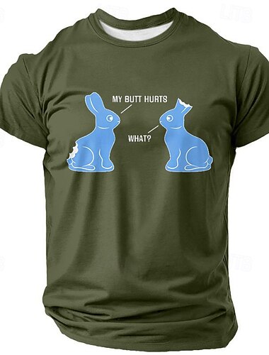  Påske Herre Kanin Chokolade T-shirt Kortærmet T-shirt 3D-udskrivning Rund hals Skjorte Designer Afslappet Fest Ferie Sort Blå Grøn Sommer Forår Tøj S M L XL XXL XXXL