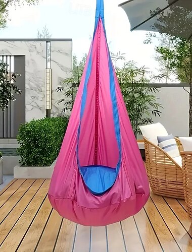  1 buc. scaun agățat convenabil, hamac gonflabil și geantă agățată, spălat manual 100% poliester, perfect pentru relaxare și joacă în interior/exterior poate fi folosit ca cadou