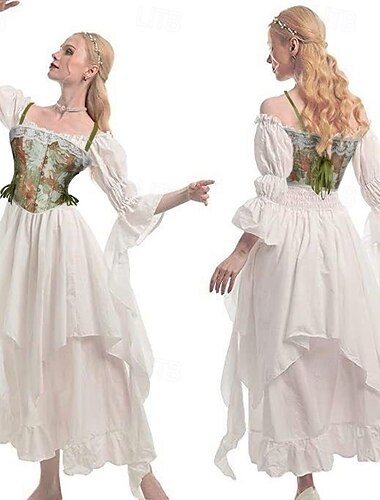  Retro Antiguo Medieval Renacimiento Faja Chaleco corpiño Feria del Renacimiento Acordonado Floral Jacquard Mujer Celta Fantasía Víspera de Todos los Santos Carnaval Fiesta Casual Diario LARP Adulto