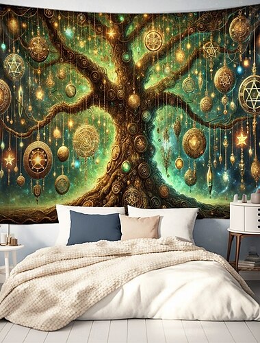  Baum des Lebens Hängender Wandteppich Wandkunst Großer Wandteppich Wanddekor Fotografie Hintergrund Decke Vorhang Haus Schlafzimmer Wohnzimmer Dekoration Mistery Totem