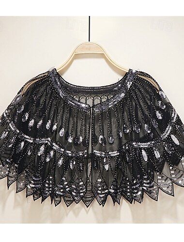  Retro Vintage Mittelalterlich Renaissance Schal Wickeln Schals Der große Gatsby Flapper-Mädchen Pailletten Damen Karneval Hochzeit Abendgesellschaft Maskerade Erwachsene Schal