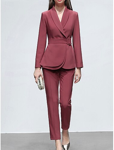  Hosenanzug Brautmutterkleid Elegant Hemdkragen Knöchellänge Polyester Langarm mit Einheitliche Farbe 2025
