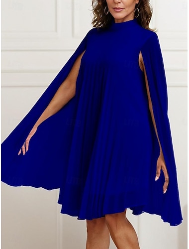  Damen Minikleid Casual kleid Elegant Stilvoll Brautkleider schlicht Urlaub Täglich Regular Fit Glatt Langarm Rollkragen Weiß Gelb Rote Orange Sommer