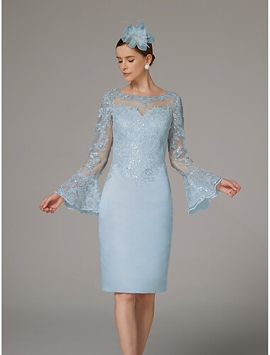  manteljurk moeder van de bruid jurk elegante vintage luxe juweel hals knie lengte satijnen kant lange mouw thee lengte met applicaties 2025