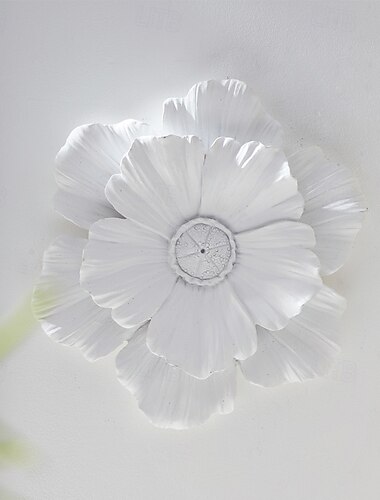  Vintage große Blumen Wanddekoration, gold silber weiß Kunstharz Wandbehang, 3D florale Wandkunst für Zuhause, Wohnzimmer, Schlafzimmer Dekoration