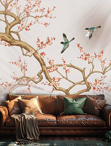 Florale Kolibris Wandteppich Wandkunst Großer Wandteppich Mural Dekor Foto Hintergrund Decke Vorhang Wohnraum Schlafzimmer Wohnzimmer Dekoration Frühling Sommer