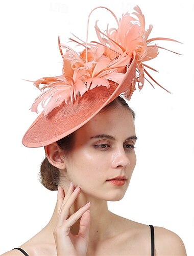  Päähine tülli fedora-hattu häiden hevoskilpailuihin tyylikäs vintage söpö sulkakoristeella