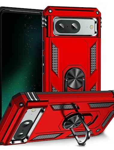  טלפון מגן עבור גוגל Pixel 9 Pro Pixel 9 Pro XL Pixel 8 Pro Pixel 8 פיקסל 9 Pixel 7 Pixel 7 Pro Pixel 6 Pixel 6 Pro כיסוי אחורי מחזיק טבעת מגנטי עמיד בזעזועים רטרו TPU PC