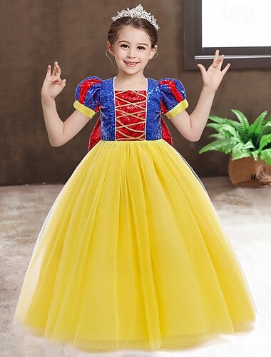  Snøhvit Prinsesse Fe Kjoler Cosplay kostyme Tyll kjoler Karnevalskostyme Kle deg opp Film-Cosplay for Jente Barne Halloween Karneval Verdens bokdag Ytelse Fest
