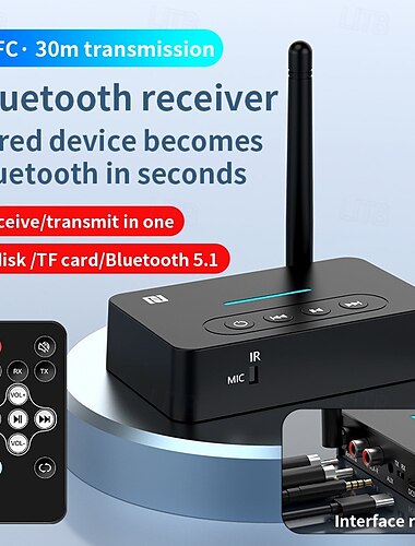  Bluetooth 5.1 サウンド トランスミッター レシーバー 2 in 1 ワイヤレス サウンド アダプター (携帯電話、タブレット、テレビ、ゲーム機用)