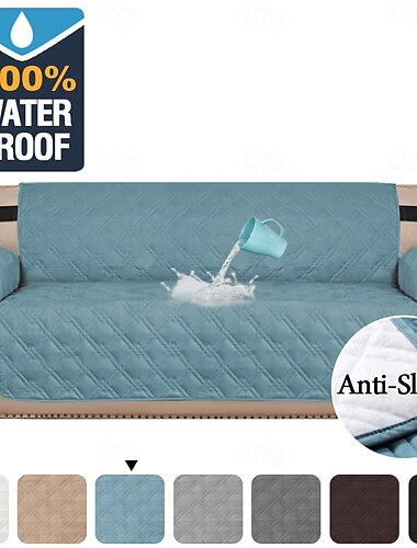 wasserdichte Sofaabdeckung für Kissencouch Sofaabdeckung für Hunde wasserfeste Möbelschutzabdeckung mit Schaumstoffstäben elastische Bänder für Haustierkatze