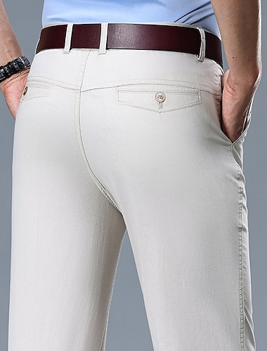  Herren Anzughosen Hose Hosen Chinesisch Chino Knopf Tasche Glatt Komfort Formal Arbeit Geschäft Modisch Klassicher Stil Schwarz Weiß Mikro-elastisch