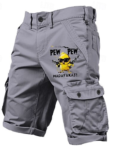  Herren Mit Buchstaben bedruckt Lustig Ente Cargo-Shorts Arbeitsshorts Mittlere Taille Klassisch Lässig Outdoor Campen und Wandern Mehrere Taschen Designer Bekleidung