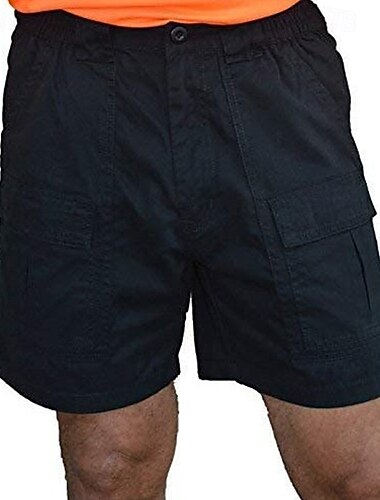  Men's Cargo Shorts Shorts Bermuda shorts Elastic Waist Multi Pocket Straight Leg Plain Breathable Moisture Wicking Knee Length Outdoor Casual Camping & Hiking Fashion Streetwear Black White