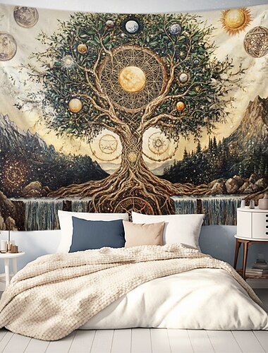  Baum des Lebens hängender Wandteppich Wandkunst großer Wandteppich Mural Deko Fotohintergrund Decke Vorhang Haus Schlafzimmer Wohnzimmer Dekoration