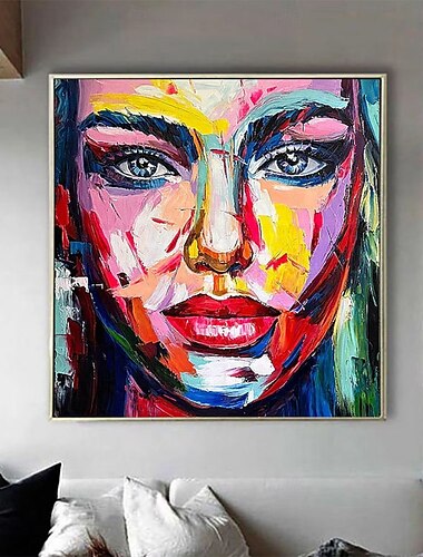  firgure ölgemälde handgemachte oversize acryl frauen gesicht malerei handgemachte malerei große bild leinwand acryl malerei hand gemalt abgedeckt pop art ölgemälde pattle messer gesicht malereien
