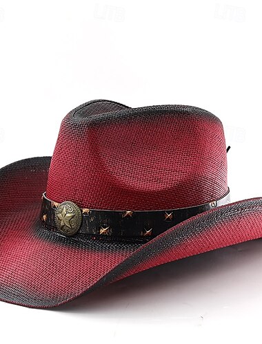  Herr Solhatt Cowboyhatt Fedora Trilby hatt Svart Rubinrött Polyester Vintagestil Mode 1700-talet delstaten Texas Dagligen Temafest Enfärgad / vanlig färg Solskyddskräm Cosplay