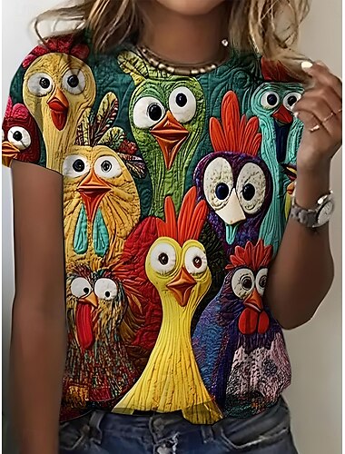  Pâques Femme Chemisier Graphic Animal mode Décontractées Manche Courte Col Ras du Cou Hauts réguliers du quotidien Imprimer Vert Eté Printemps
