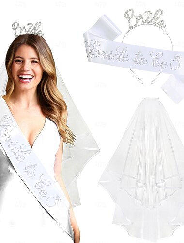  Bachelorette party 3-τμχ σετ bride to be tiara headband, πέπλο γάμου με ιμάντα ώμου, αξεσουάρ νυφικού πάρτι για bachelorette party
