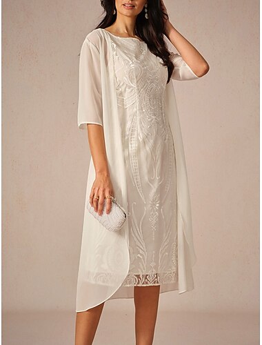  dames chiffon cover-up jas effen kleur elegant stijlvol halve mouw wit zomer lente
