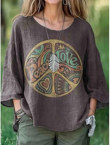  Damen Shirt Ombre Tie Dye Farbverlauf Lässig Leinenähnlich Halber Ärmel Rundhalsausschnitt Reguläre Tops Arbeit Täglich Druck Blau Lila Dunkelgrau Frühling Herbst #