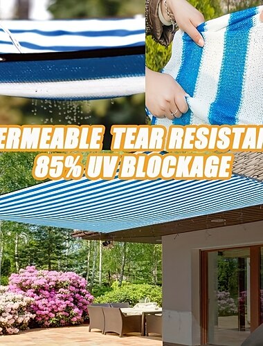  1 st blauw wit zonneschermnet kas schaduwdoek rechthoekig met gat polyester 81-90% schaduwpercentage verduistering voor tuinplantenrek autohoes