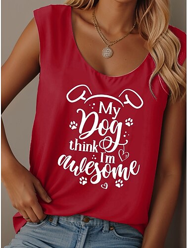  Damen Camisole-Tanktop Grafik Buchstabe Lässig Ärmellos Rundhalsausschnitt Normale Oberteile Täglich Druck Schwarz Rote Blau Grün Sommer Drunk