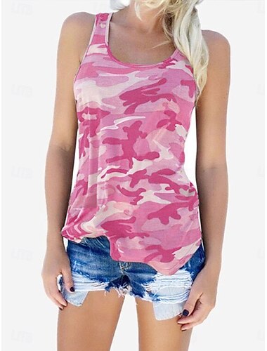  Damen Camisole-Tanktop Grafik Täglich Stilvoll Lässig Ärmellos Rundausschnitt Normale Oberteile Täglich Druck Rosa Purpur Grün Grau Sommer Frühling
