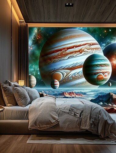  Planet Landschaft Wandteppich große Wandkunst Wandteppich Wanddekoration Fotohintergrund Decke Vorhang Wohnraum Schlafzimmer Einrichtung