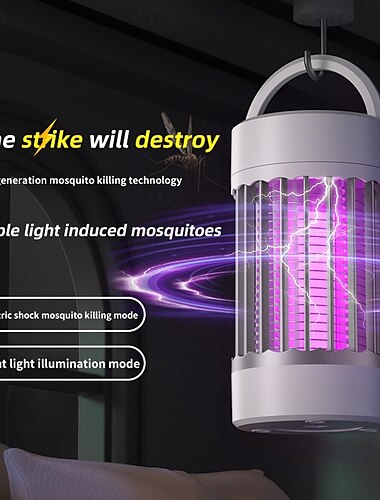  ローマ柱型電撃蚊殺しランプ – USB充電式の屋外蚊トラップ、赤ちゃんに優しい昆虫撃退装置