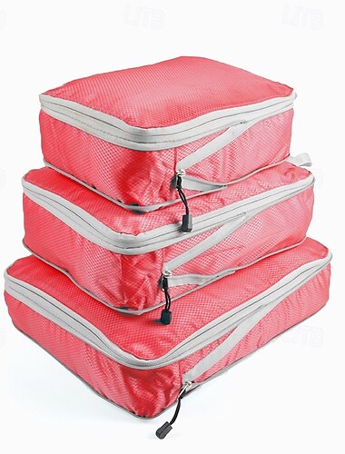  3-teiliges Kompressions-Packwürfel-Set zur Aufbewahrung und Organisation von Reisegepäck, erweiterbare Aufbewahrungstaschen mit großer Kapazität für Reisen im Freien &Heimgebrauch