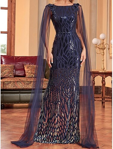  Abiti da Quinceanera a sirena  tromba abito elegante matrimonio abito da ospite lunghezza a terra senza maniche collo giro in spandex schiena scoperta con perline