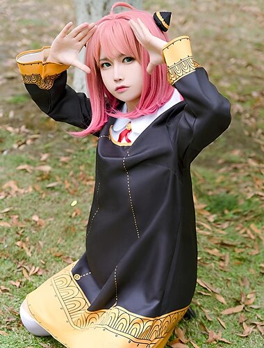  Cosplay Anya Forger Anime Kleid Outfits Maskerade Cosplay-Anzüge Halloween Karneval Maskerade Kleid Socken Kopfbedeckung Für Damen Mädchen Kinder Erwachsene