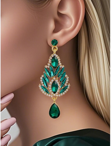  „damskie szmaragdowozielone kryształowe kolczyki – luksusowa biżuteria na śluby, przyjęcia i oficjalne wydarzenia”