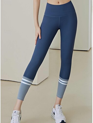  Damen Yogahose Yoga-Leggings Hohe Taille Yoga Fitnesstraining Pilates Strumpfhosen Königsblau Purpur Spandex Sport Sportkleidung Dehnbar Schlank