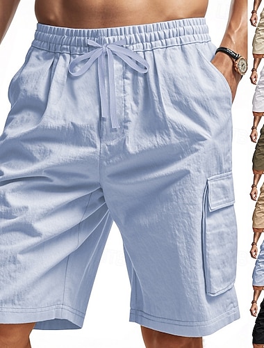  Voor heren Cargoshorts Zomer korte broeken korte broek Casual korte broek Trekkoord Meerdere zakken Recht been Effen Ademend Vochtregelerend Knielengte Buiten Casual Hardlopen Modieus Streetwear