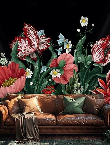  Blomster hengende veggteppe kunst stor veggteppe mural dekor fotografi bakgrunn teppe gardin hjem soverom stue dekorasjon