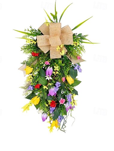  Frühlingskranz künstliche Tulpe &grün hängende dekoration romantische hochzeit hintergrund &Fensterdekoration