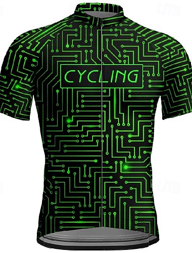 Herre Sykkeltrøyer Kortermet Sykkel T-skjorte Jersey med 3 baklommer Fjellsykling Pustende Hurtigtørkende Anatomisk design Vidje Svart Grønn sport Klær