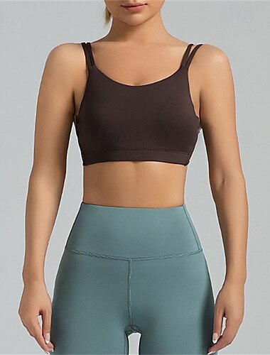  Damen Leichter Halt Sport-BH Lauf-BH Patchwork Offener Rücken BH-Top Gepolstert Fitness Freizeitsport Laufen Atmungsaktiv Leicht Weich Spandex Schwarz Leicht Grün Purpur Einfarbig