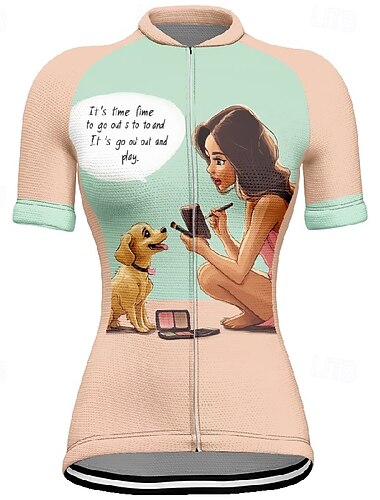  Damen Radtrikot Kurzarm Fahhrad T-Shirt Trikot mit 3 Gesäßtaschen Mountainbike MTB Atmungsaktiv Schnelltrocknend Anatomisches Design Feuchtigkeitsableitend Rosa Blau Grafik Graffiti Sport Bekleidung
